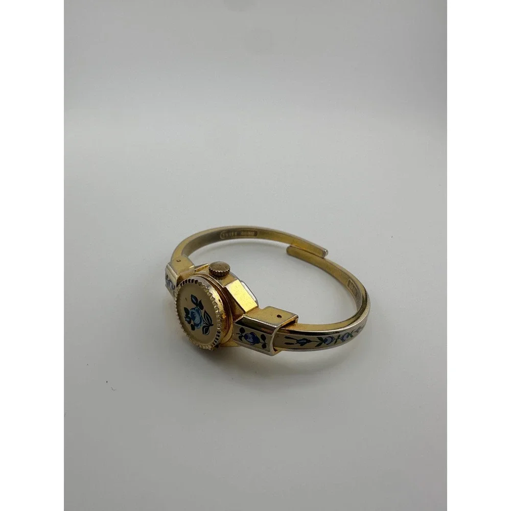 Vintage VaLaire Women's Mechanical Watch Swiss Gold Tone Floral Art Deco Style